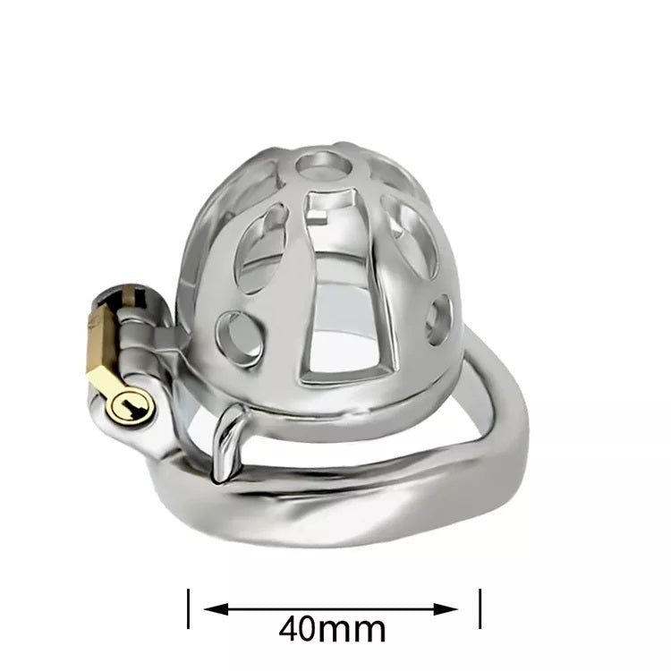 Small Stainless Steel Curved Ring Chastity Cock Cage #31C with 45 mm Ring