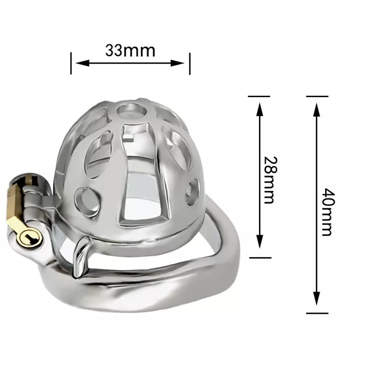 Small Stainless Steel Curved Ring Chastity Cock Cage #31C with 45 mm Ring