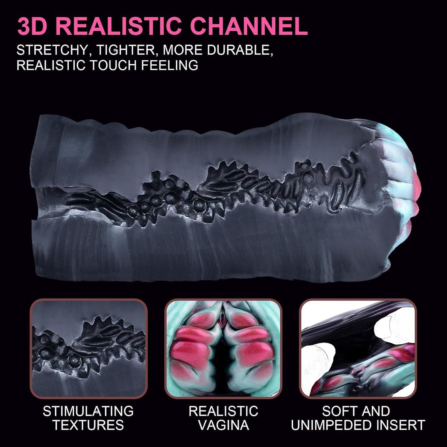 Fantasy Creature Black Mamba Stroker Silicone Onahole Masturbator 510G