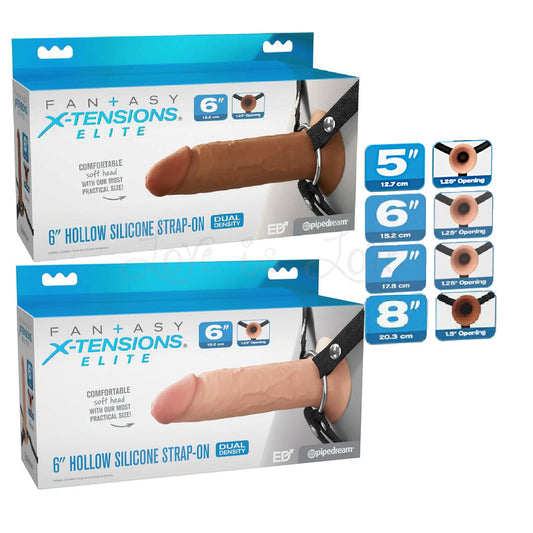 Fantasy X-Tensions Elite Hollow Silicone Strap-On 5 Inch or 6 Inch or