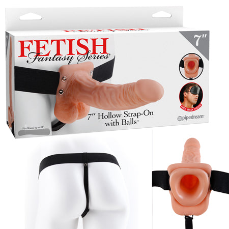 Fetish Fantasy Series 7 Inch Hollow Strap-On With Balls - With or Without Vibration