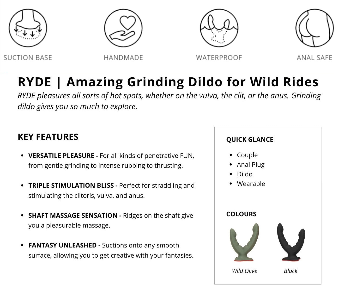Fun Factory Ryde Double Head Grinding Silicone Dildo with Suction Cup Wine Red (New Series on Year 2026)