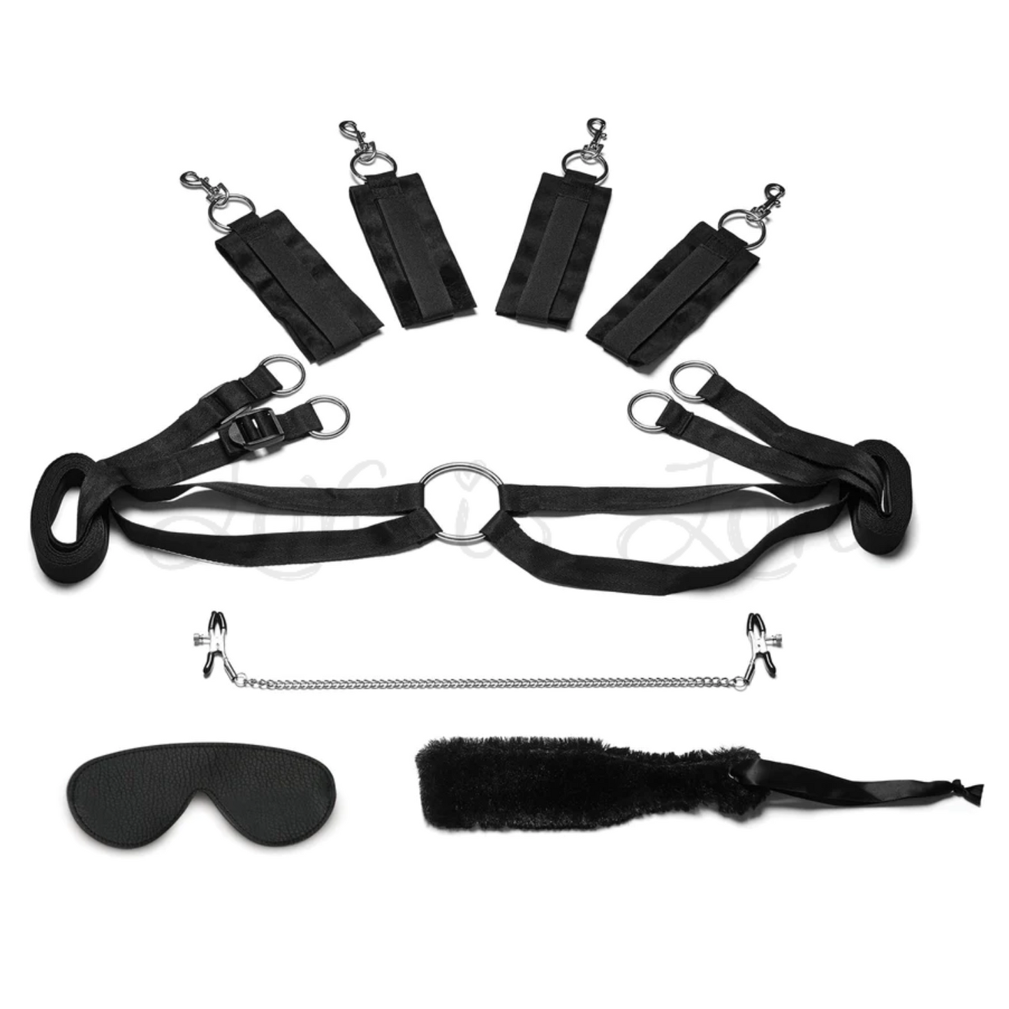 Lux Fetish Fuzzy Lovers Bedspreaders 4pc Bondage Set