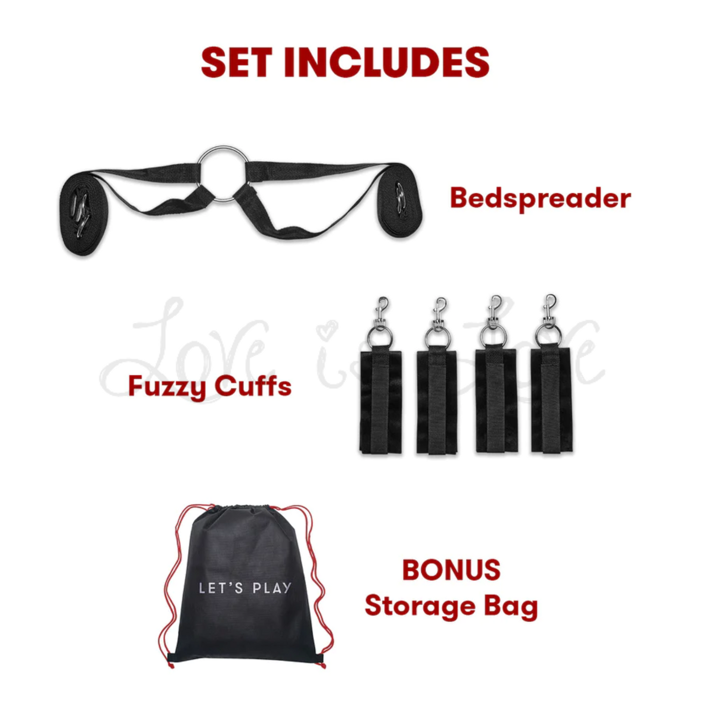 Lux Fetish Fuzzy Lovers Bedspreaders 4pc Bondage Set