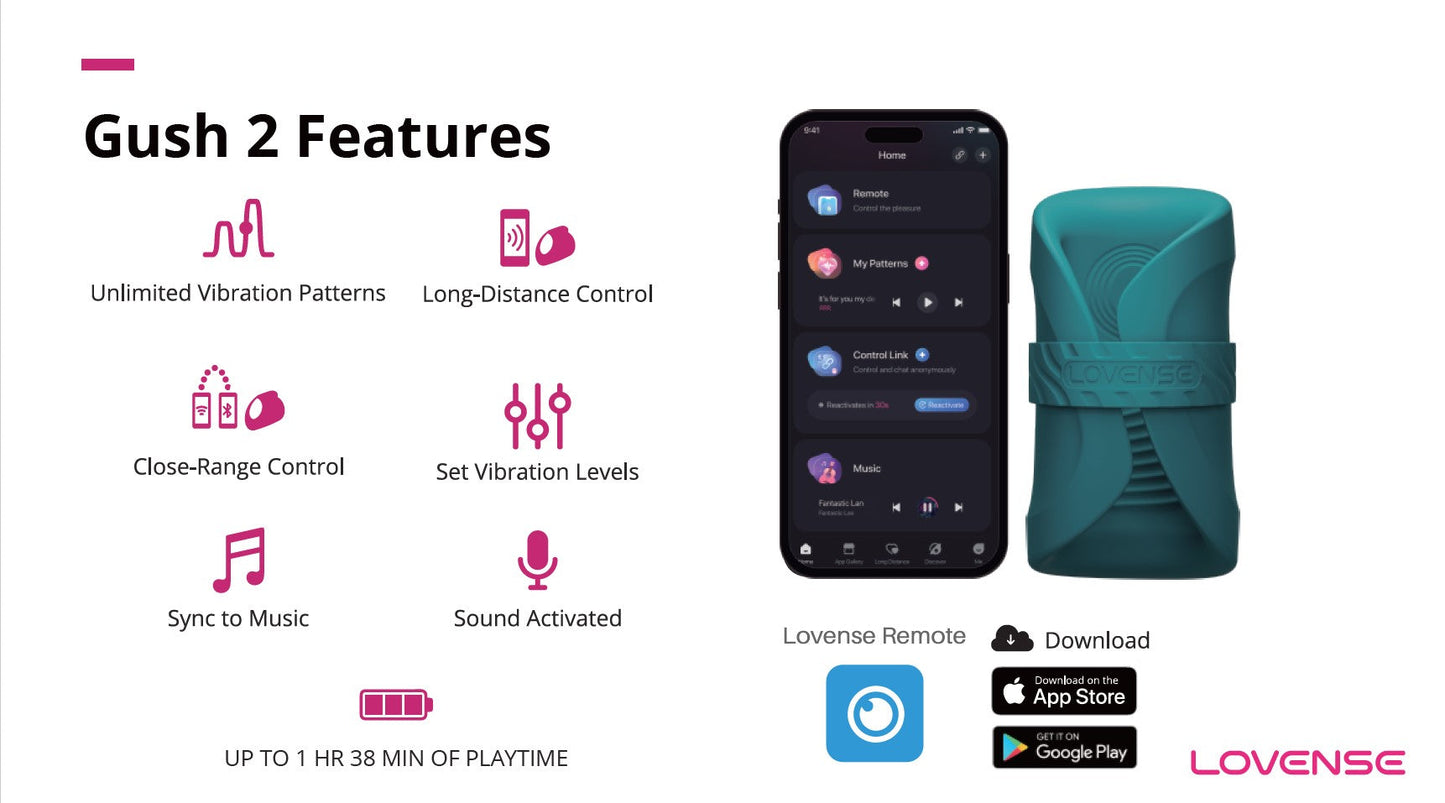 Lovense Gush 2 App-Controlled Vibrating & Oscillating Penis Massager