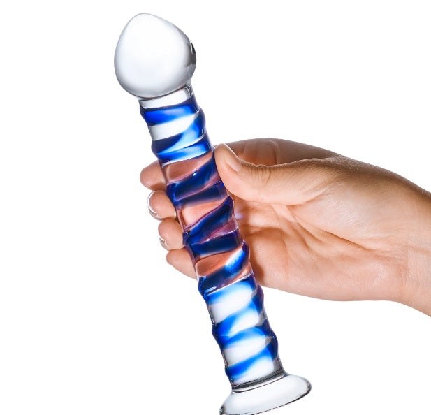 Glas Spiral Glass Dildo 7.5 Inch Blue