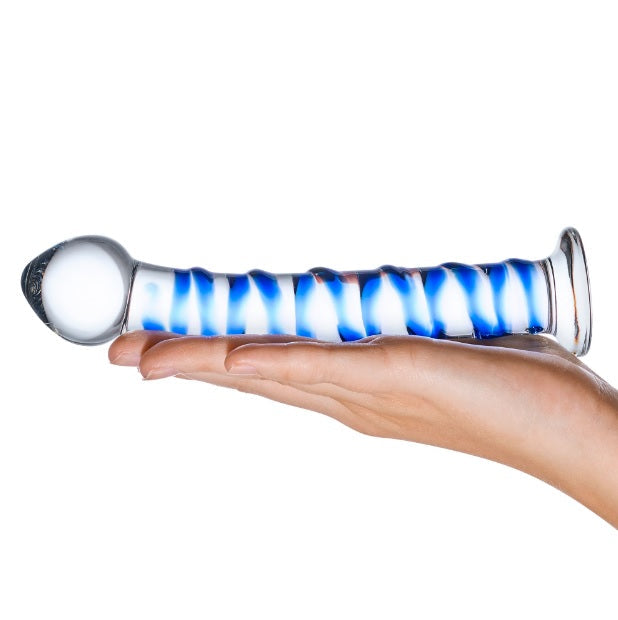Glas Spiral Glass Dildo 7.5 Inch Blue
