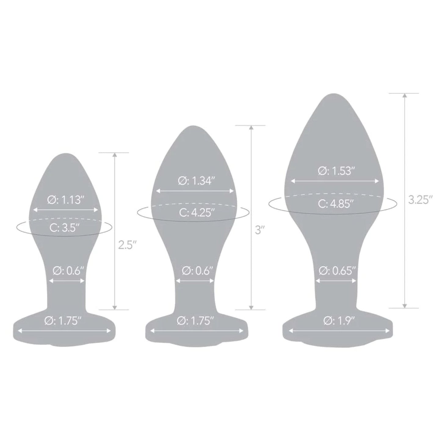 Glas 3-Piece Heart Jewel Glass Anal Plug Gem Training Kit