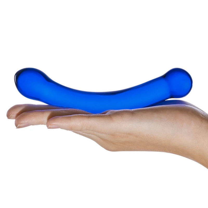 Glas 6 Inch Curved G-spot Glass Dildo Blue