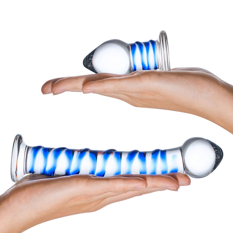 Glas Double Penetration Glass Swirly Dildo & Butt Plug Set 2 pcs