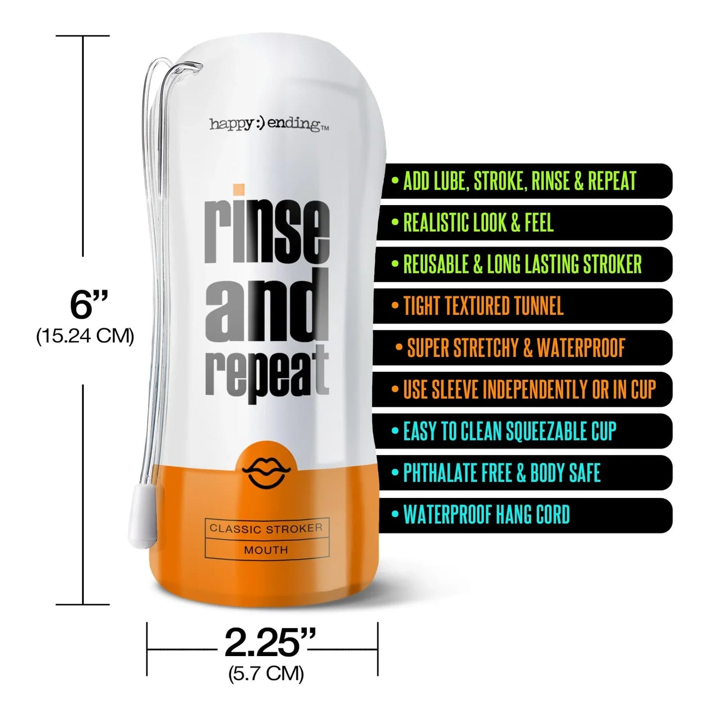 Happy Ending Rinse And Repeat Classic Reusable Stroker Mouth