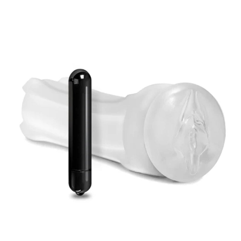 Happy Ending Self-Lubricating Shower Translucent Vibrating Stroker Pussy (Selling Fast)