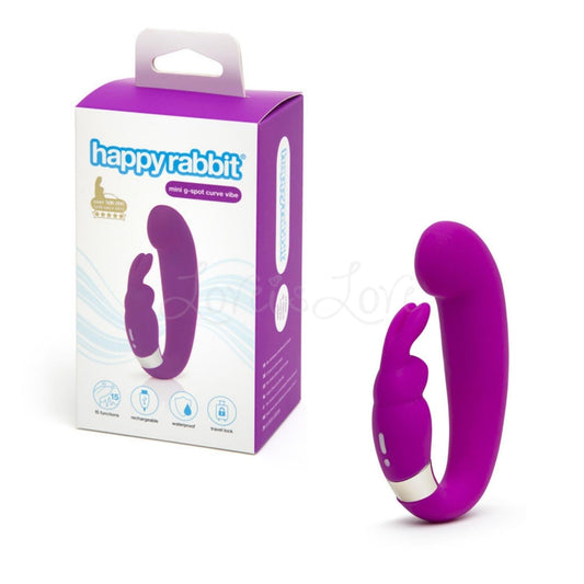 Happy Rabbit Mini G-Spot Clitoral Curve Vibrator Purple (Limited Period Sale)