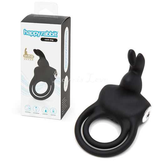 Happy Rabbit Stimulating Rabbit Love Ring Black or Vibrating Rabbit Cock Ring Pink