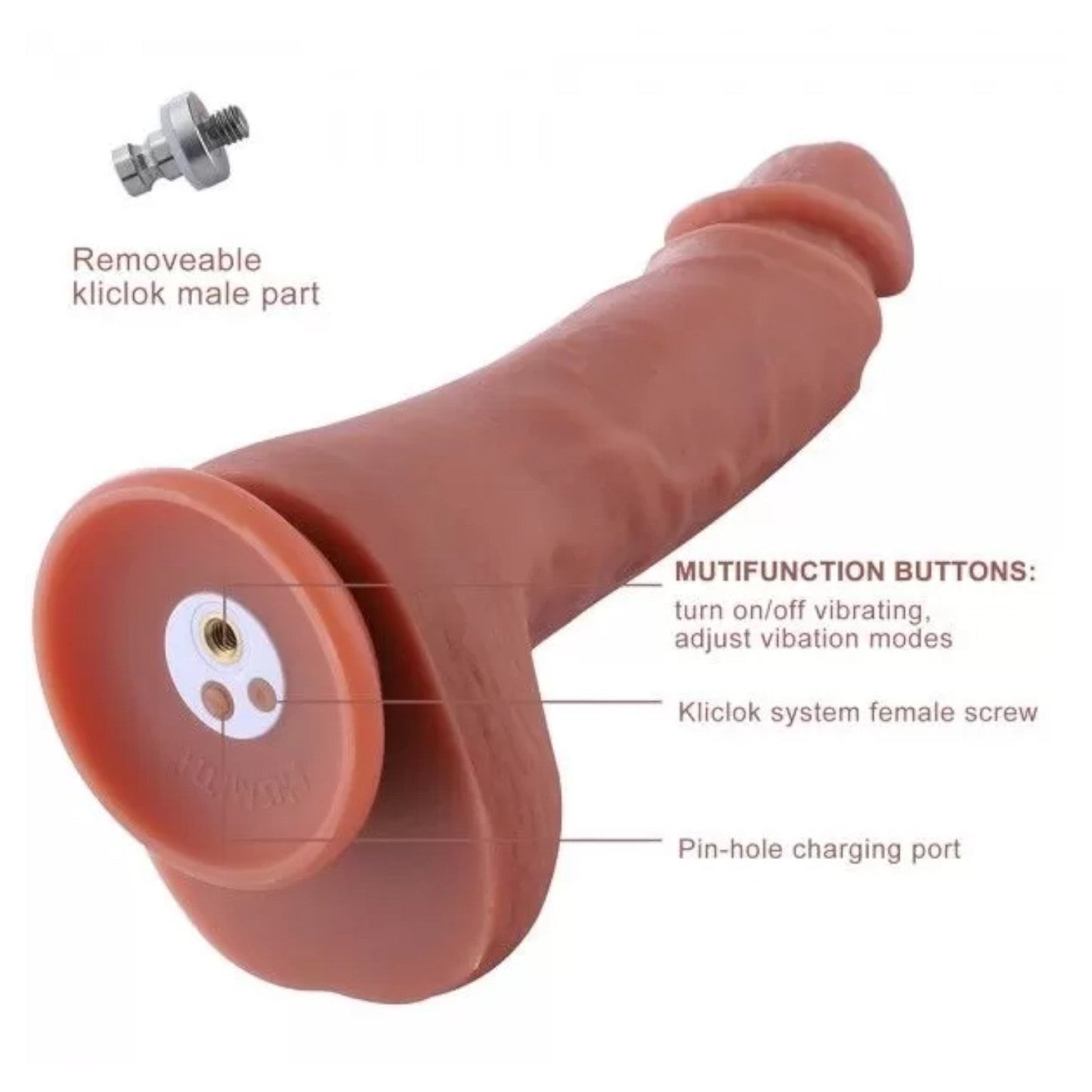 Hismith 8.6 Inch Vibrating Dildo with 3 Speeds + 4 Modes with KlicLok System - Dual Density G-Spot Dildo