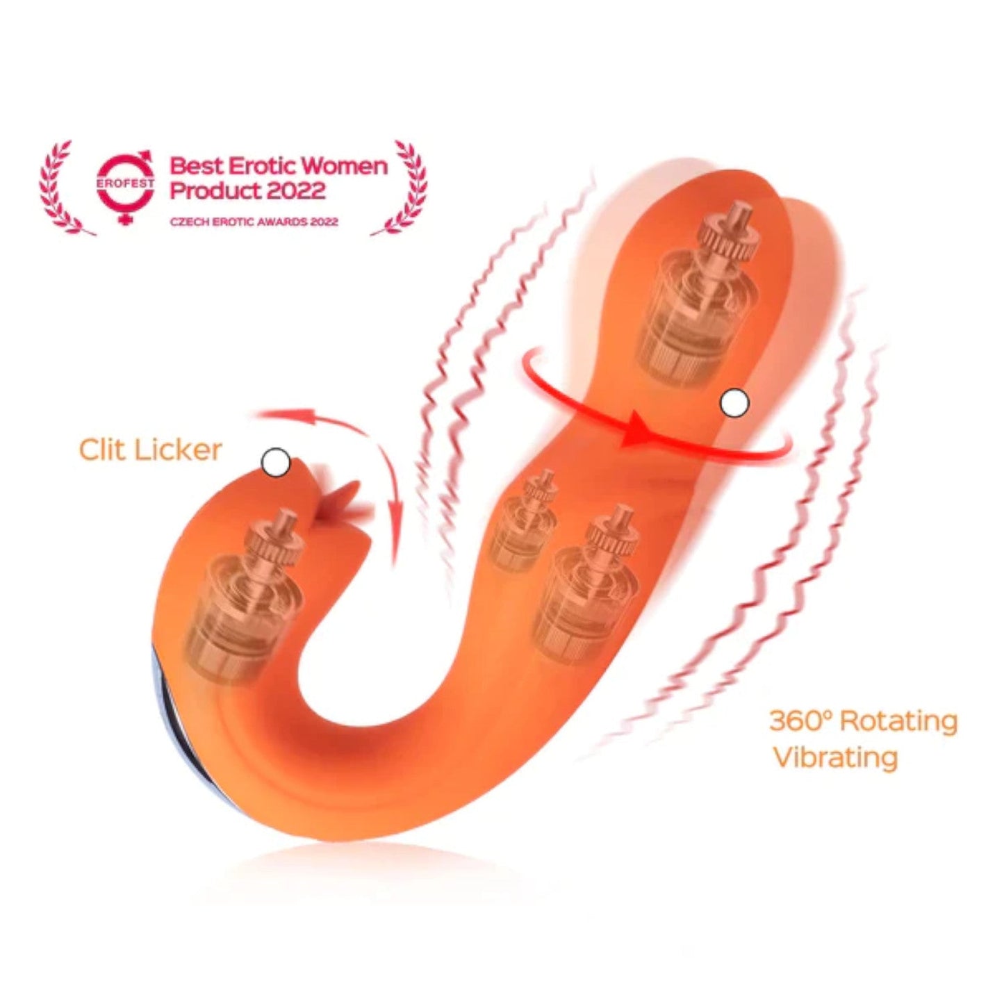 Honey Play Box JOI Rotating Head G-spot Vibrator & Clit Licker Orange (Last Piece)