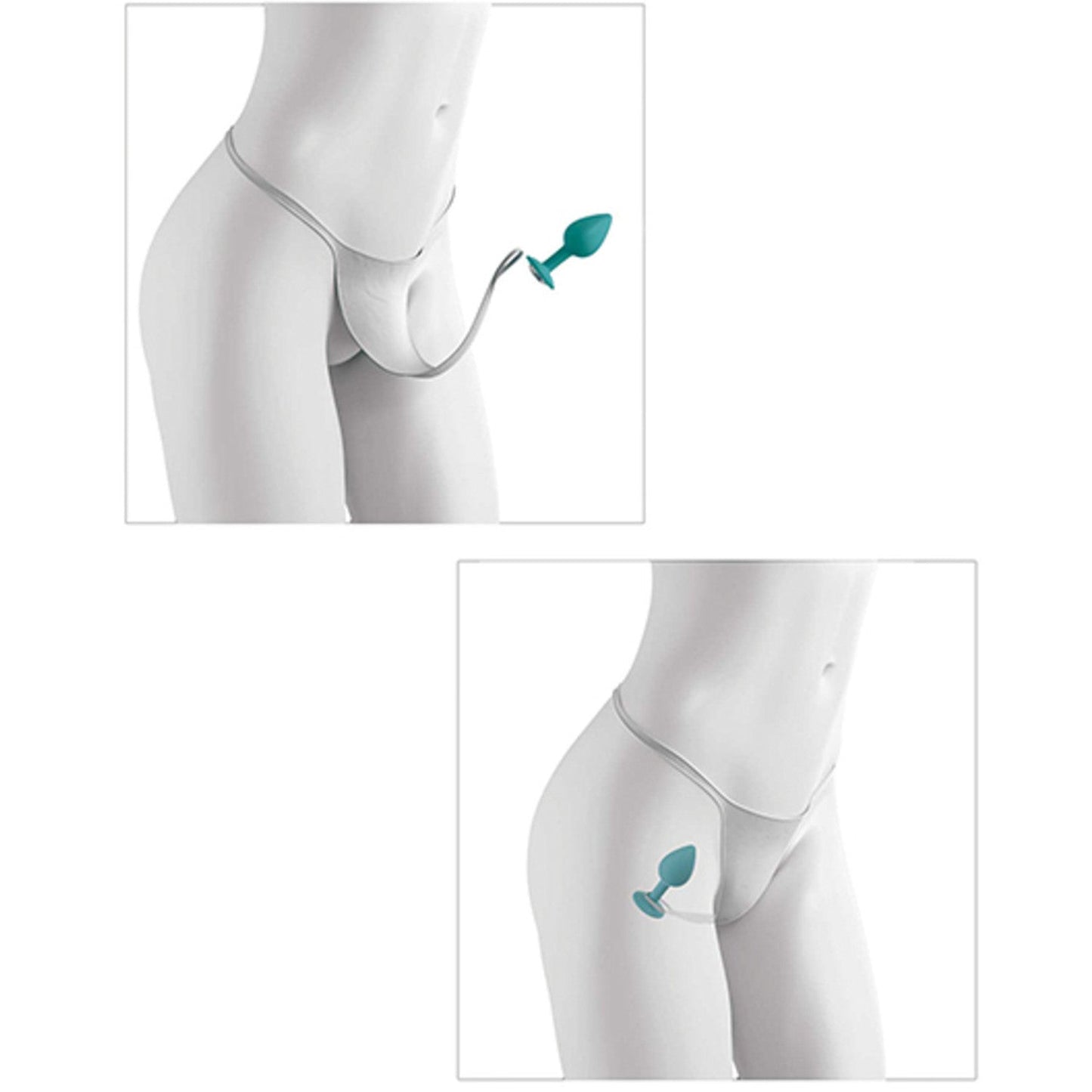Hookup Panties Crotchless Secret Gem Silicone With Diamond Butt Plug (Fits Small to Large Sizes)