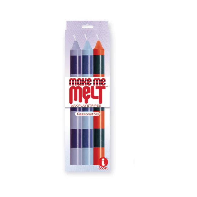 Icon 9's Make Me Melt Sensual Warm Drip Candles 3 Pack Stripes Passion