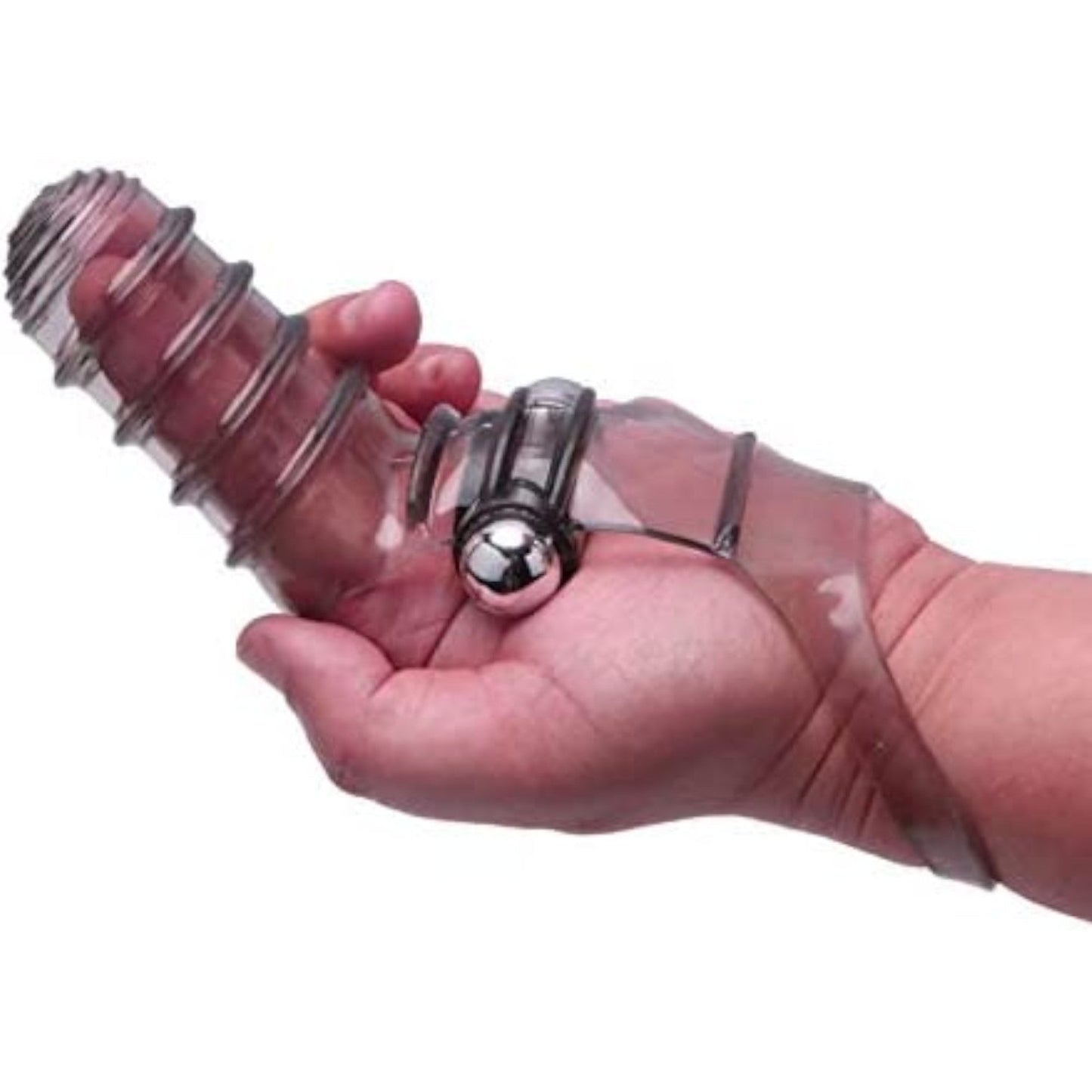 Icon Brands The 9's VibroFinger Ribbed Finger Massager Gray (Limited Period Sale)