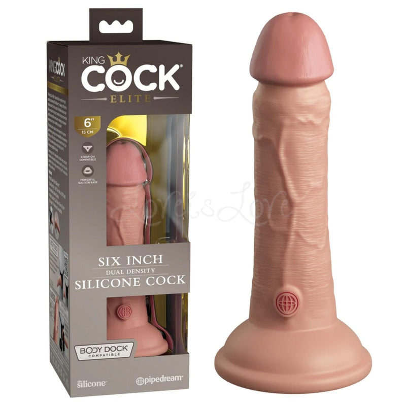 King Cock Elite Silicone Dual-Density 6 Inch or 7 Inch Cock in Light