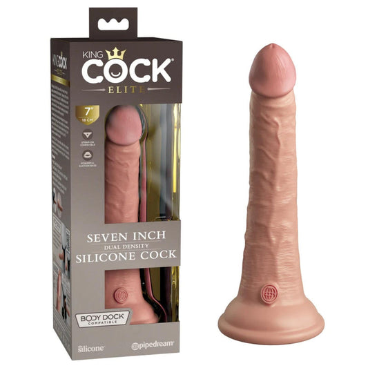 King Cock Elite Silicone Dual-Density 6 Inch or 7 Inch Cock in Light