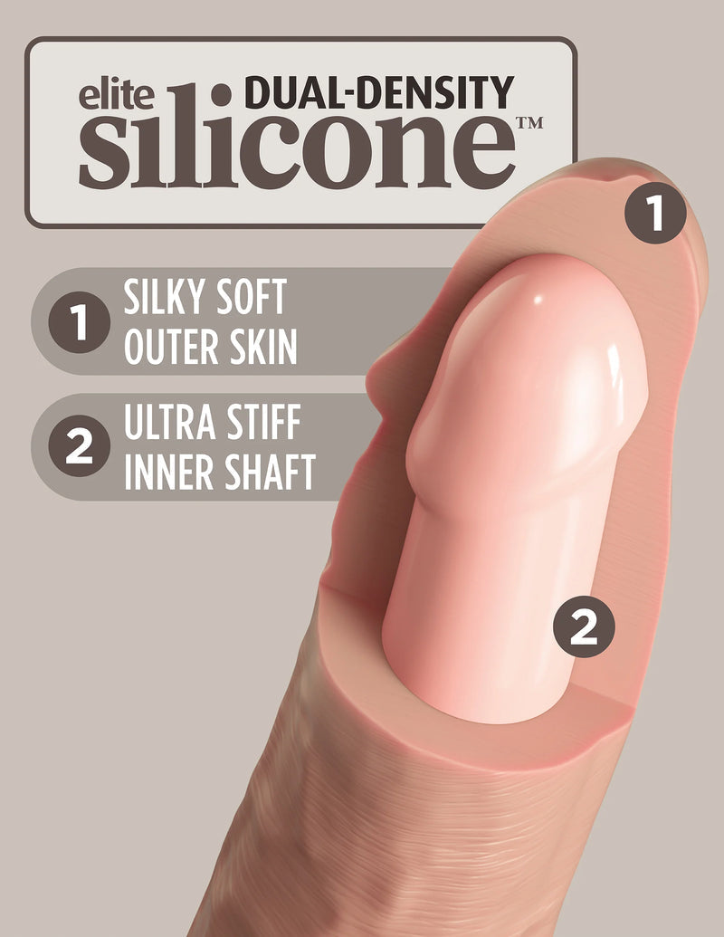 King Cock Elite Vibrating Silicone Dual-Density 6 Inch or 7 Inch or 8 Inch, Light or Tan