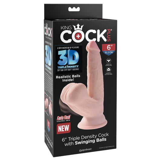 King Cock Plus Triple Density Cock With Swinging Balls 6 Inch or 7 Inch, Light or Tan
