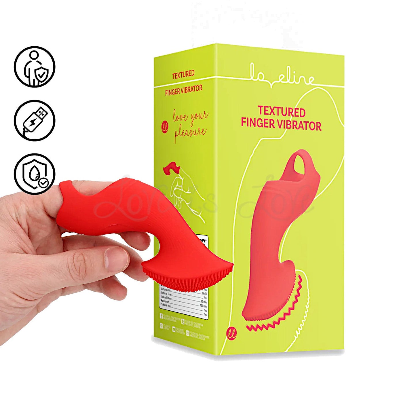 Shots LoveLine Textured Finger Vibrator Sunrise Red
