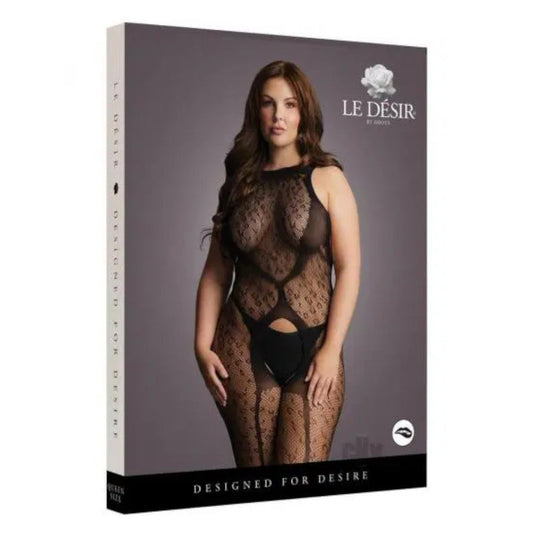 Le D��sir Crotchless Leopard Bodystocking Black