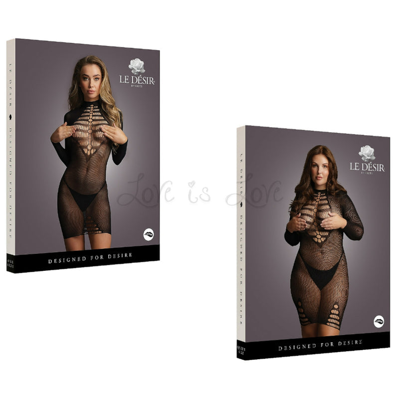 Le D¨¦sir Long Sleeve Fishnet Dress Black