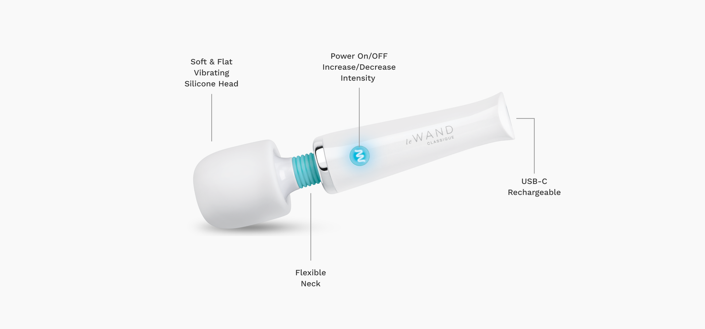 Le Wand Classique Mini Rechargeable Vibrating Massager (Latest Waterproof IPX7 Version)