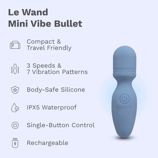Le Wand Mini Rechargeable Pocket Wand Vibrator Blue