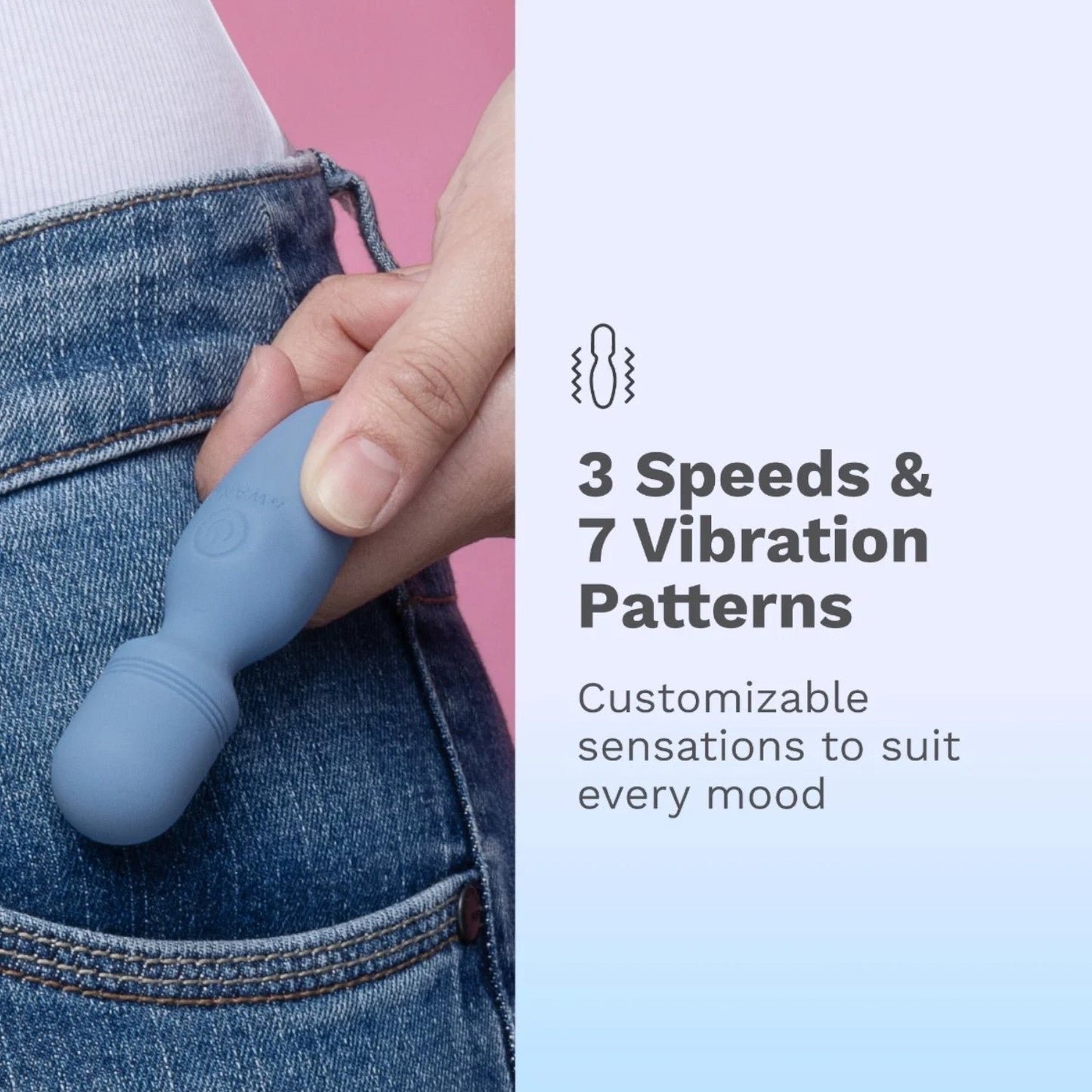 Le Wand Mini Rechargeable Pocket Wand Vibrator Blue