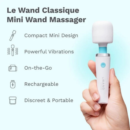 Le Wand Classique Mini Rechargeable Vibrating Massager (Latest Waterproof IPX7 Version)