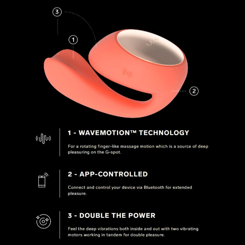 Lelo Ida Wave App Controlled Dual Stimulation Massager Black or Coral Red