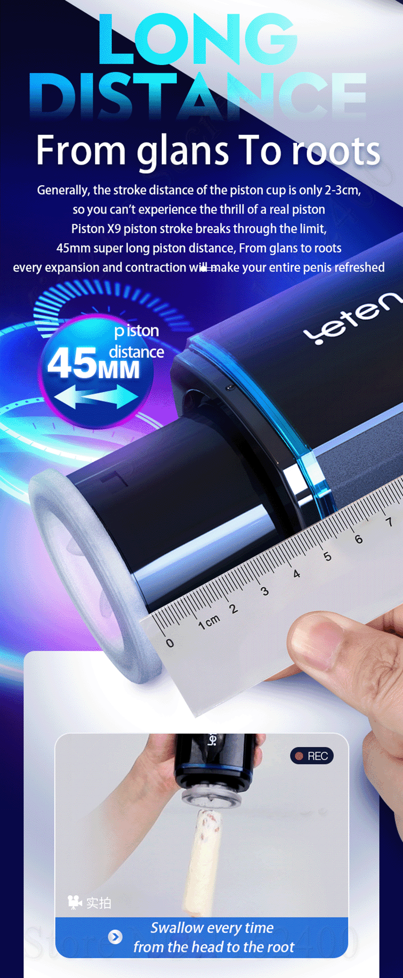 Leten X9-IV Piston Warming Retractable Masturbation Cup (Latest Version 4 Edition)