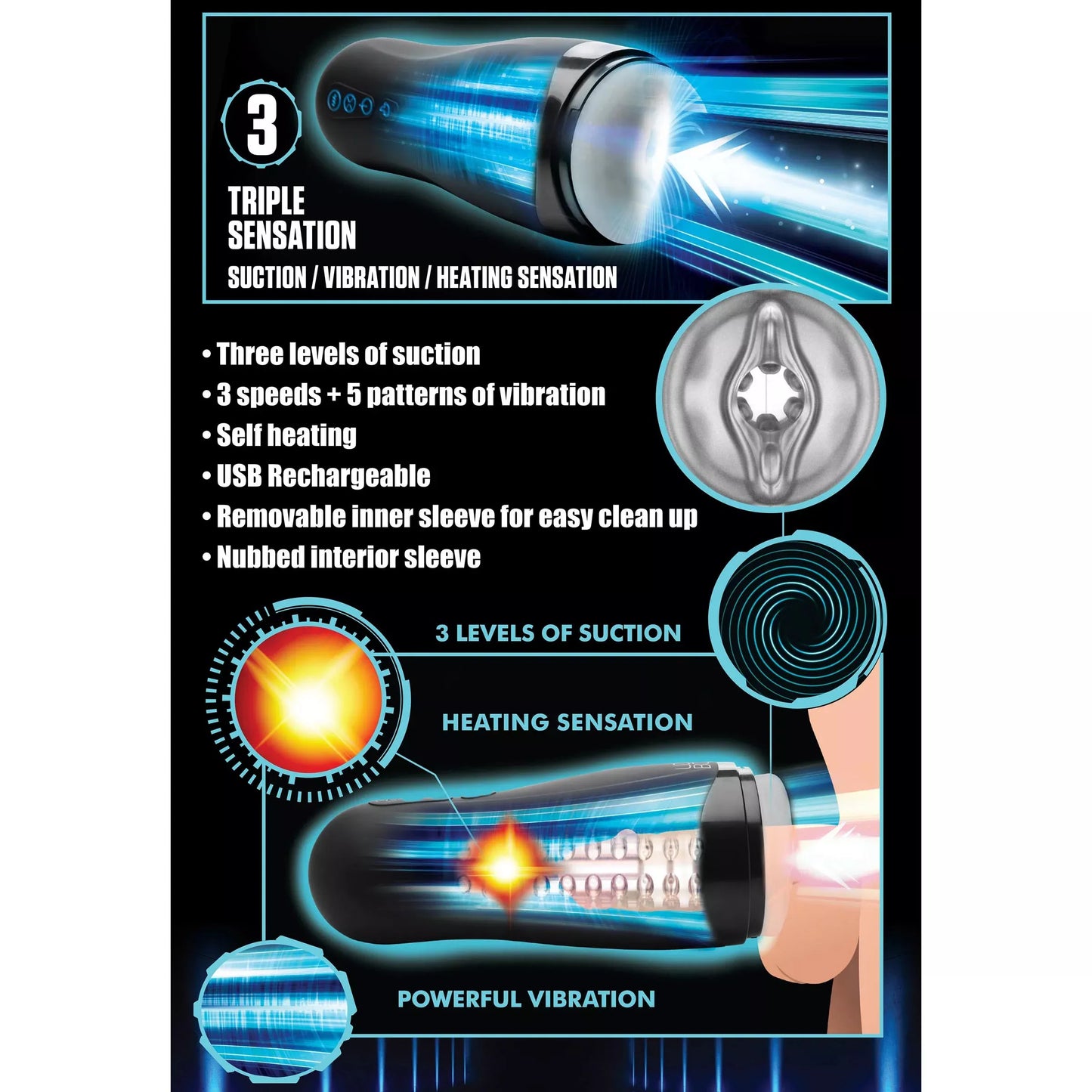 LoveBotz Auto Milker 15X Rechargeable Sucking & Heating Vibrating Masturbator