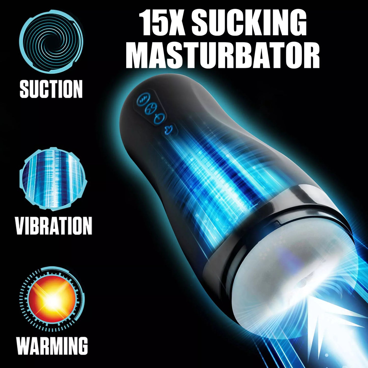 LoveBotz Auto Milker 15X Rechargeable Sucking & Heating Vibrating Masturbator