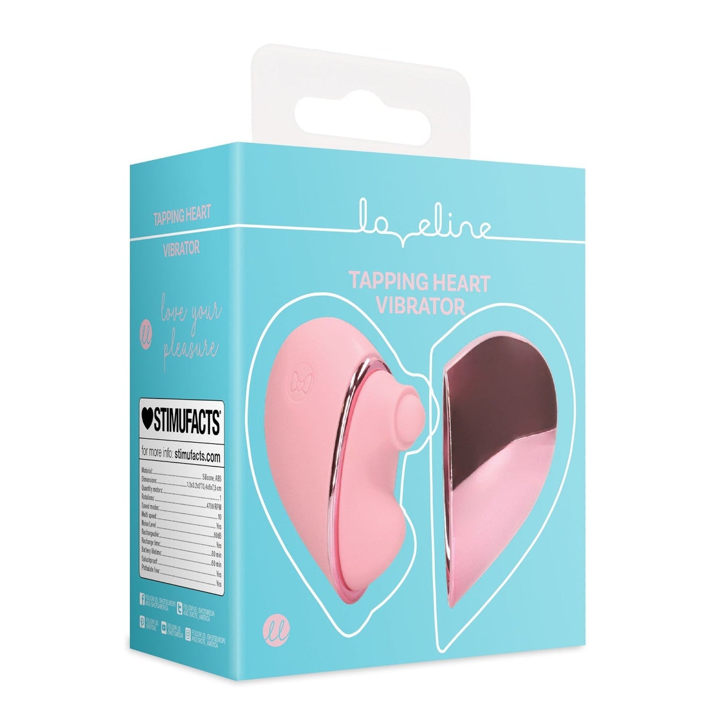 Loveline Tapping Heart Clitoral Stimulator Vibrator Pink Arabesque