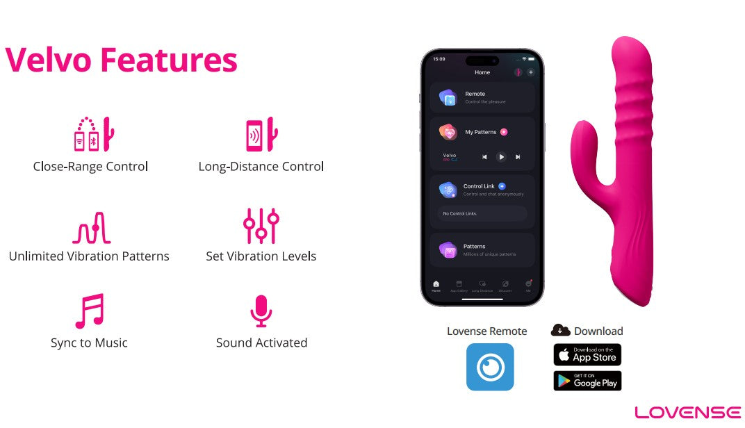 Lovense Velvo App-Controlled Rotating Beaded G-Spot & Clit Rabbit Vibrator