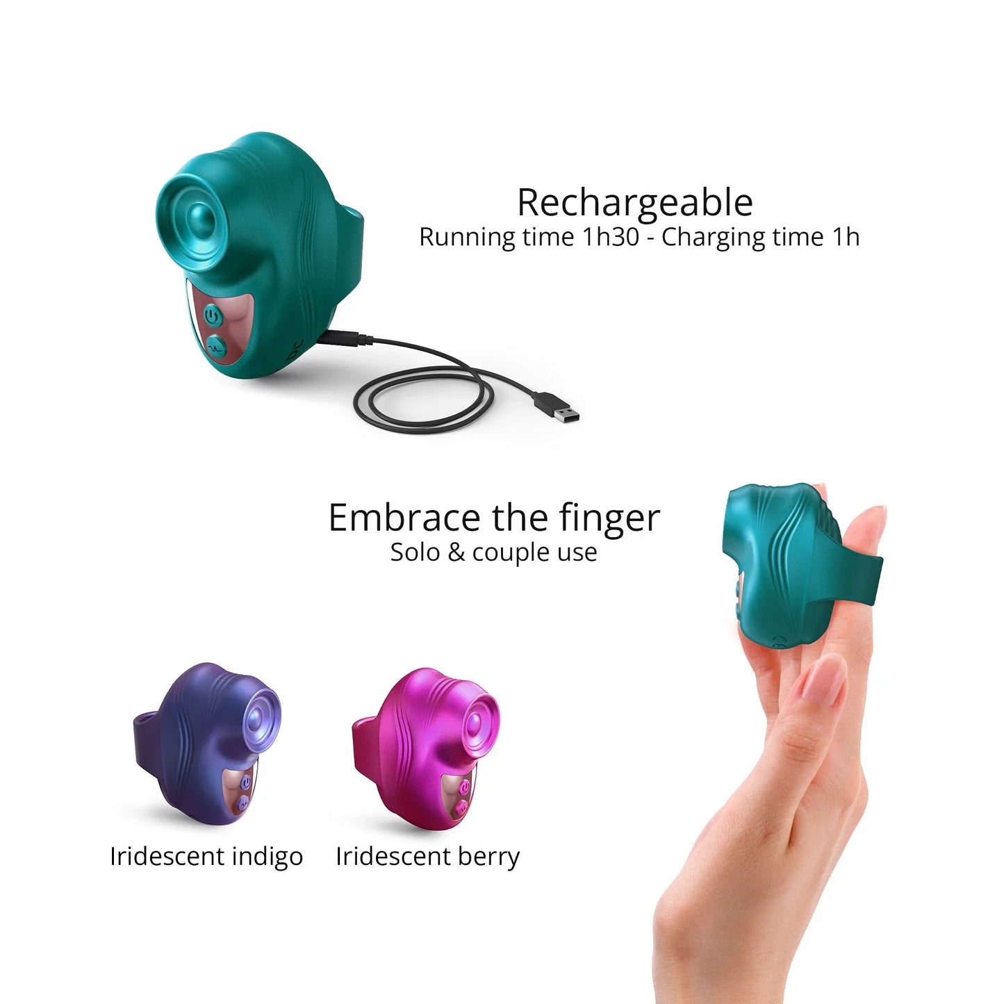 Love to Love Kisscool Tapping Finger Vibrator - Iridescent Green [Limited Period SALE]