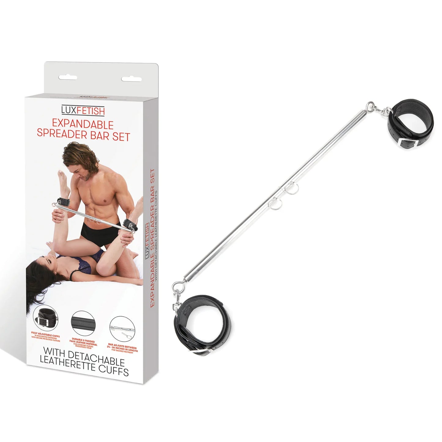 Lux Fetish Expandable Spreader Bar Set with Detachable Cuffs
