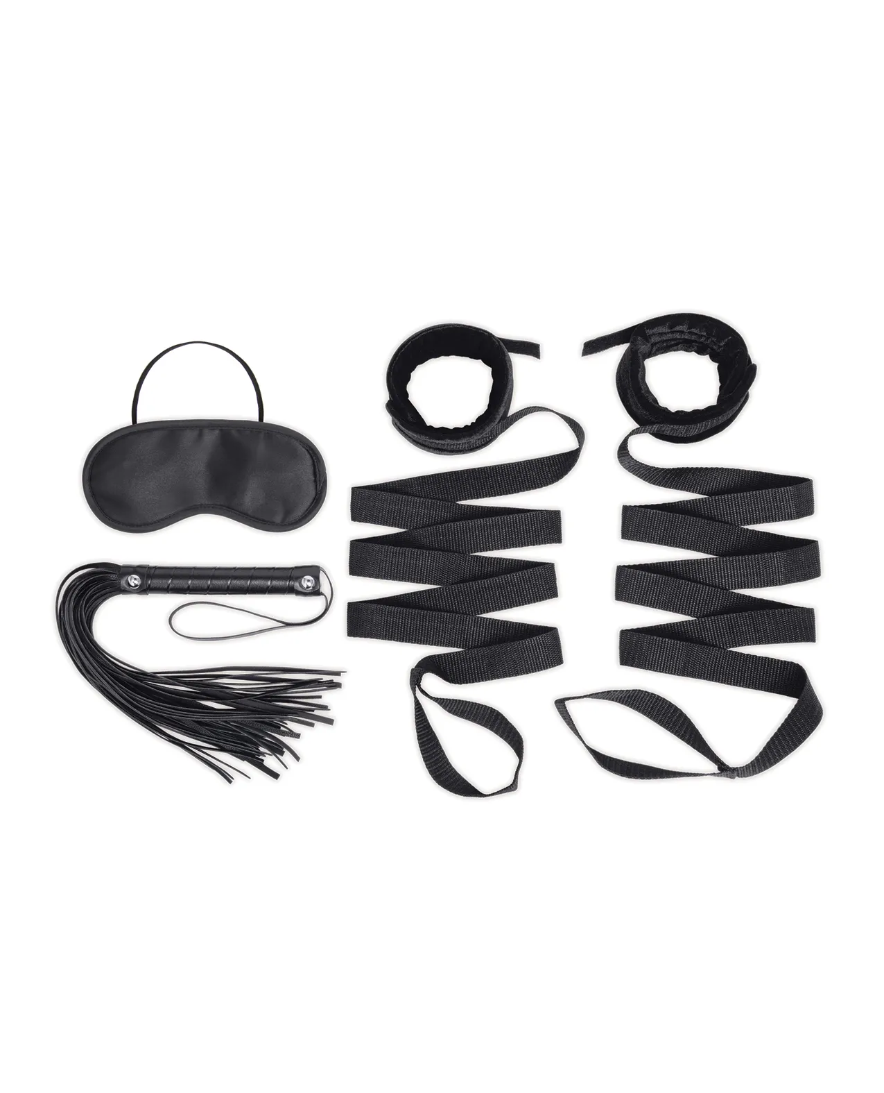 Lux Fetish 4-Piece Bondage Bed Strap and Flogger Kit