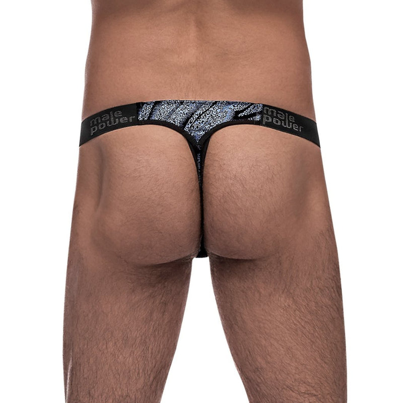 Male Power Blue Streak Micro Thong V Blue L/XL