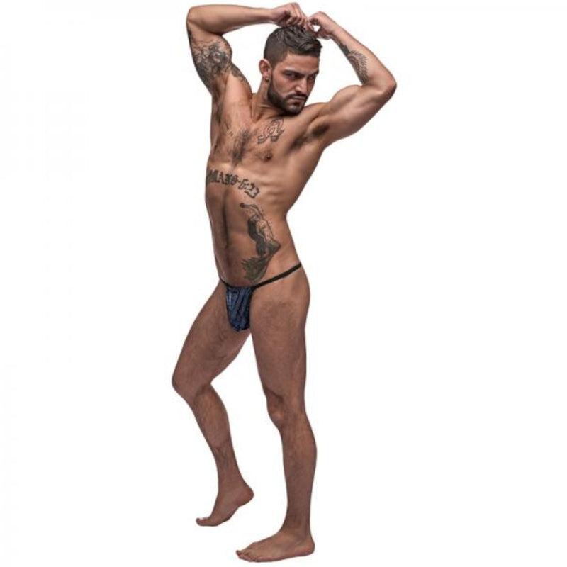 Male Power Blue Streak Micro Thong V Blue L/XL