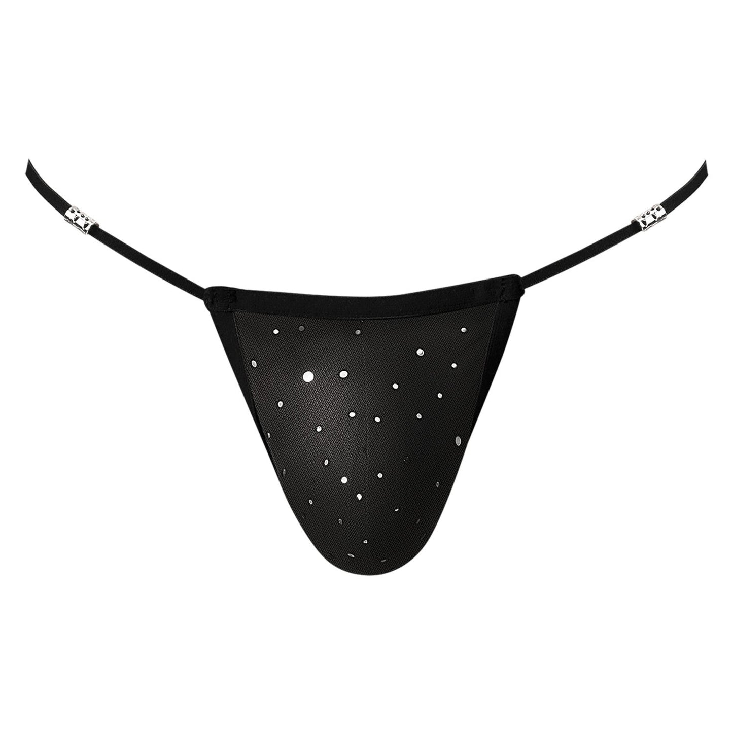 Male Power Show Stopper Posing Strap Silver Mesh Dot O/S