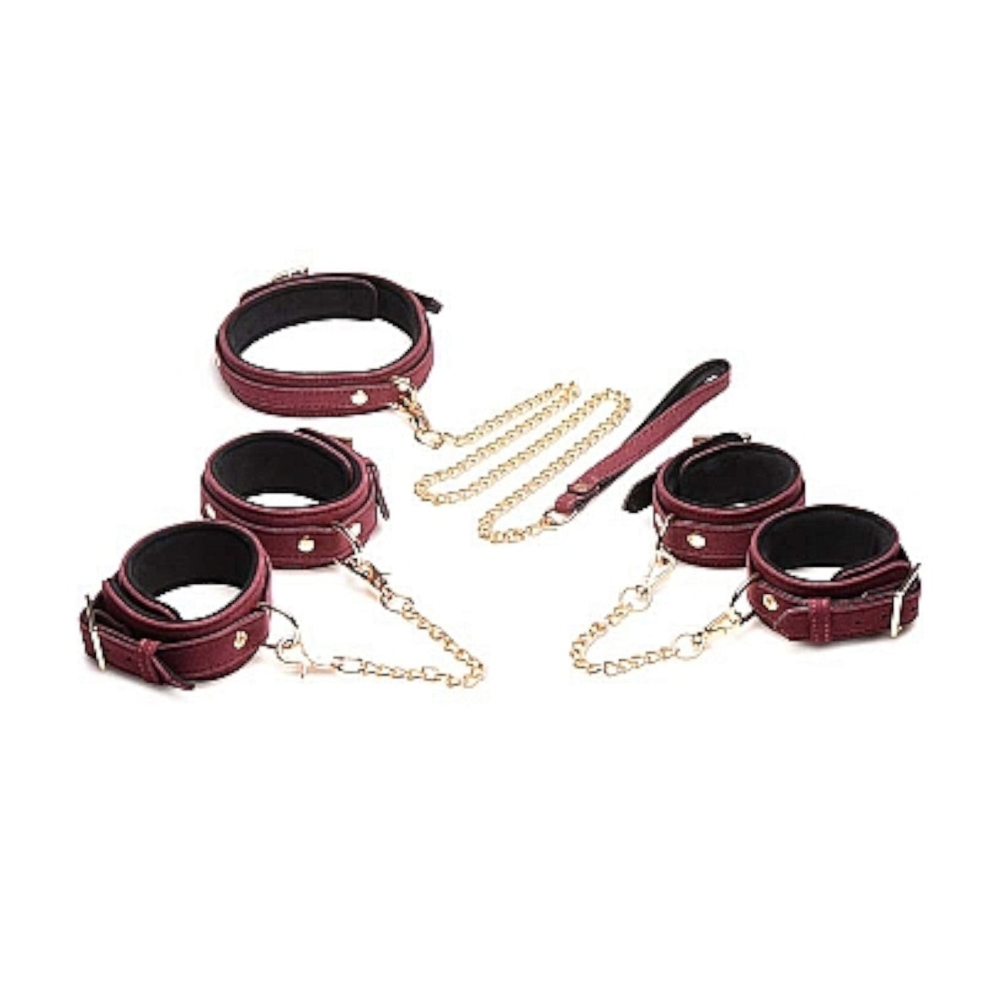 Master Series 6 Piece Velvet Bondage Set Burgundy