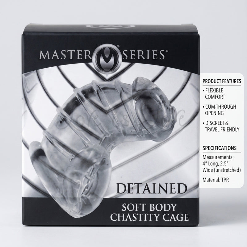 Master Series Detained: Comfort-Fit TPR Soft Body Chastity Cage Clear