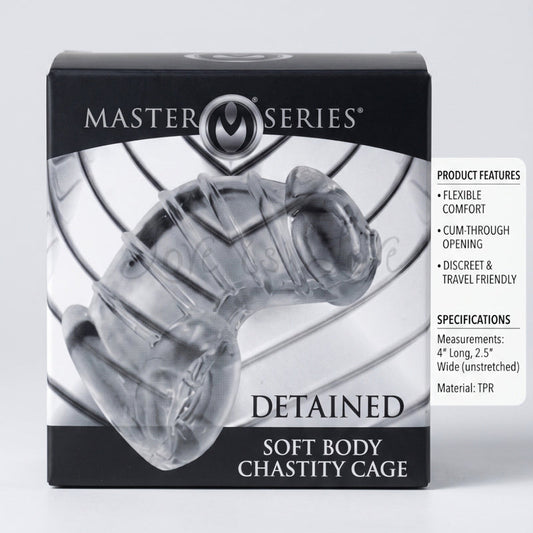 Master Series Detained: Comfort-Fit TPR Soft Body Chastity Cage Clear