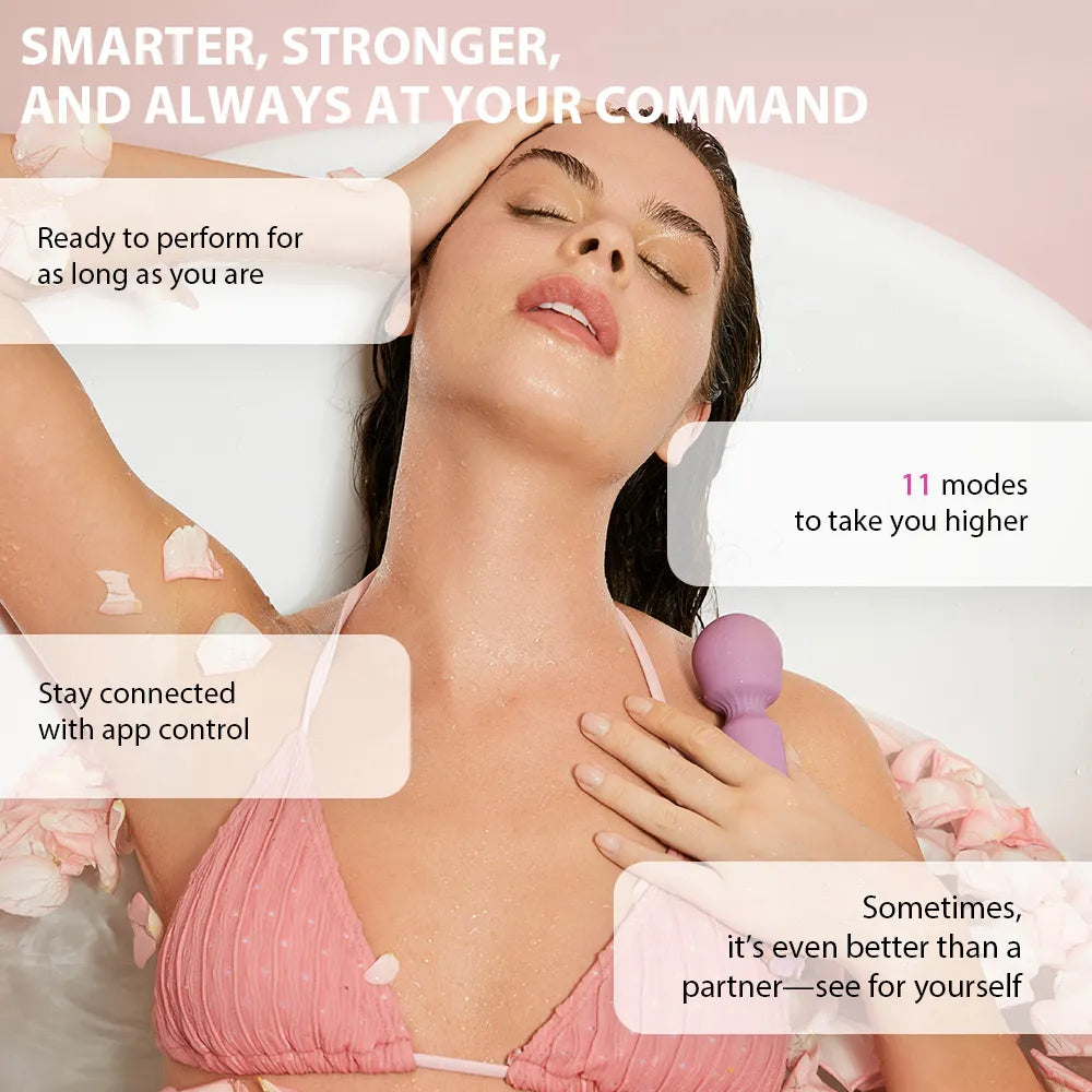 Svakom Mini Emma Neo Interactive Compact Wand Vibrator Romantic Rose